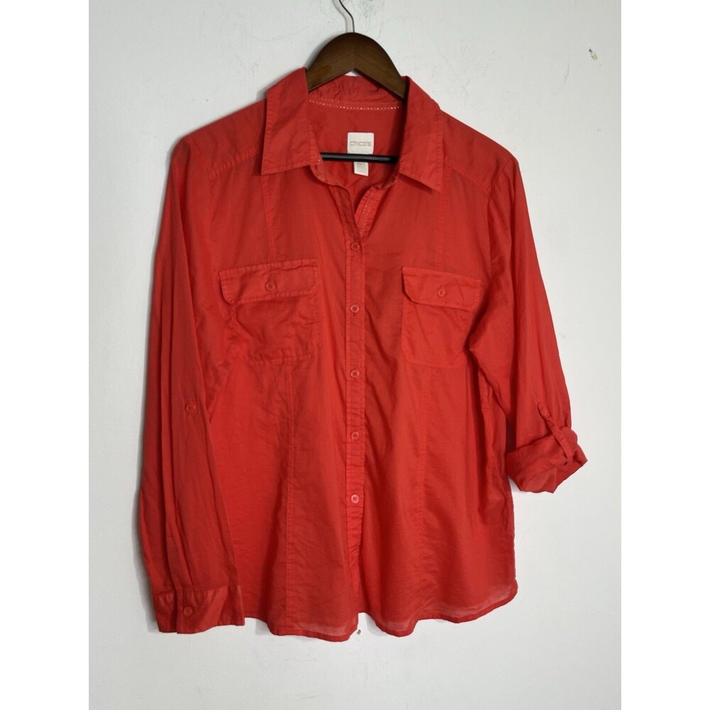 Chicos Ruby Red 3/4 sleeve Tee Soft Shirt Womens 2 US L (13)